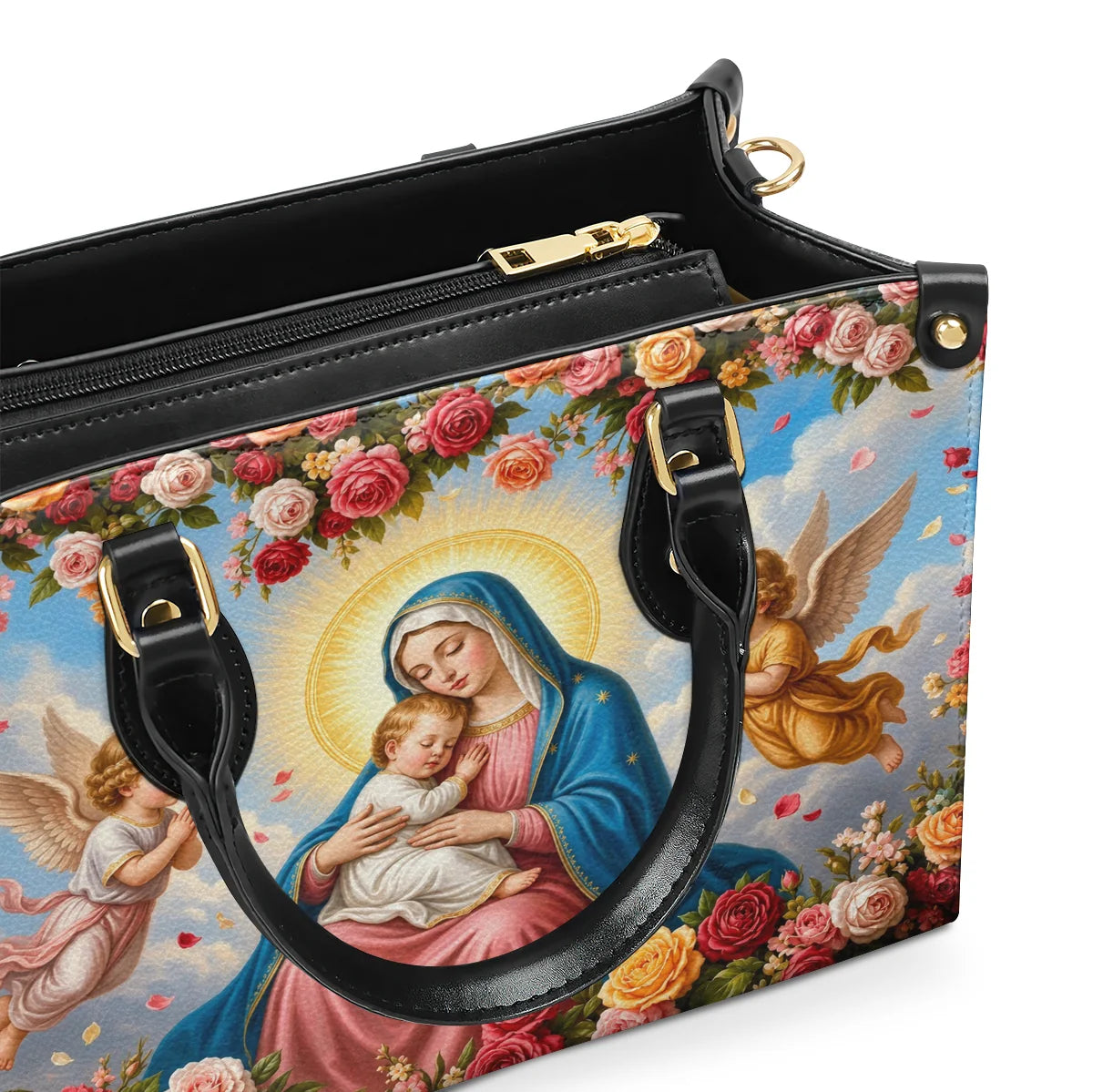 Heavenly Mother's Loving Embrace - Leather Handbag
