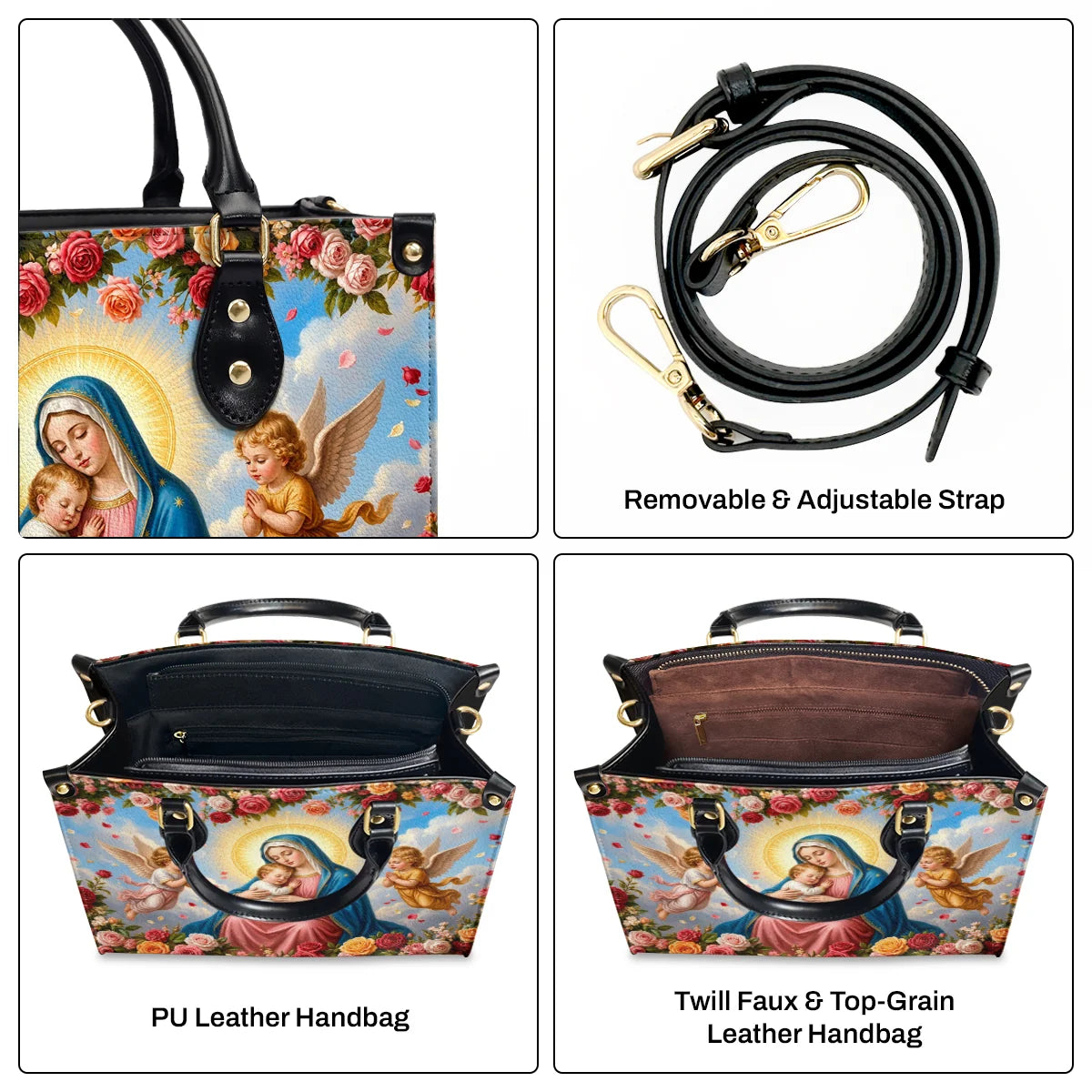 Heavenly Mother's Loving Embrace - Leather Handbag