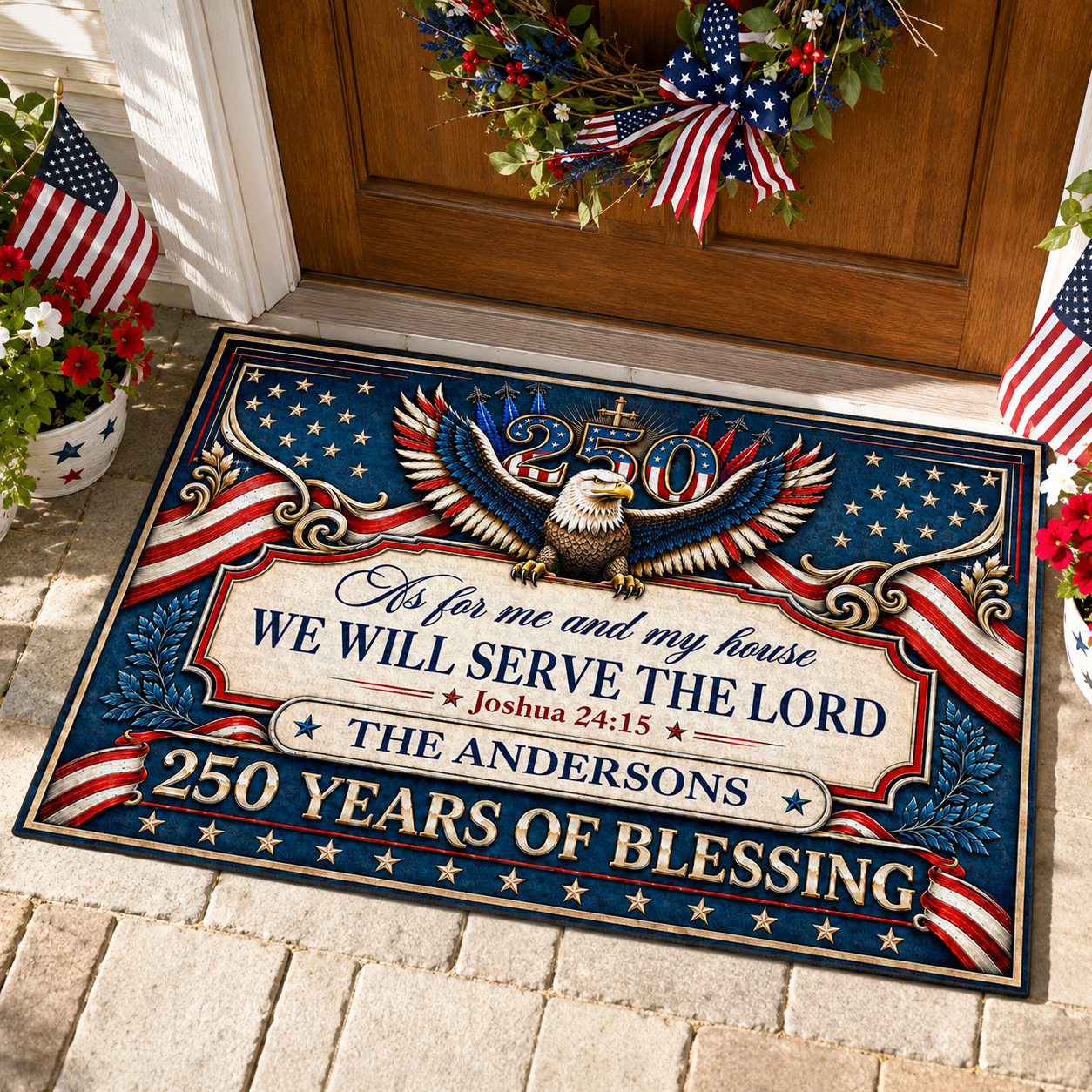 As For Me And My House We Will Serve The Lord - Personalized Doormat