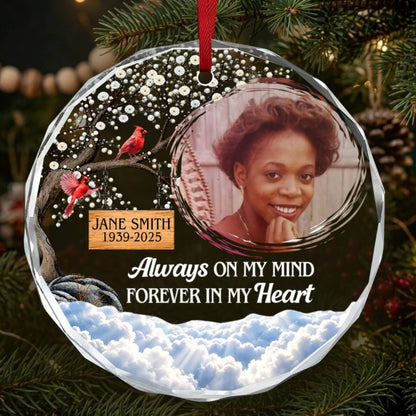 Forever In My Heart, Gift For Loved One - Personalized Heart Shaped Glass Ornament