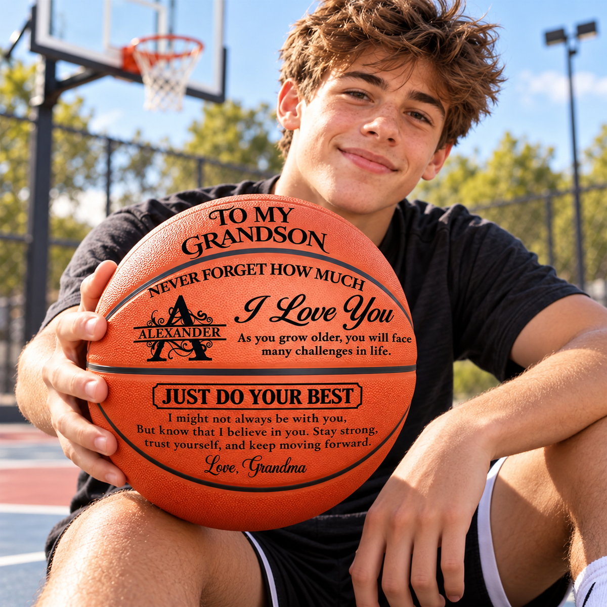 To My Grandkids Never Forget How Much I Love You, Gift For Grandkids | Personalized Basketball