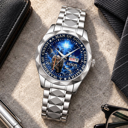 A Man Of God, Gift For Dad | Personalized Men's Wrist Watch