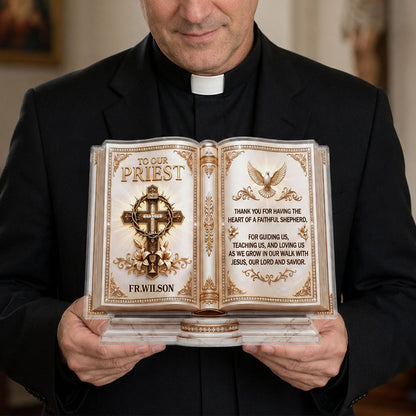 To Our Priest For Having The Heart Of A Faithful Shepherd, Gift For Priest | Personalized Custom Shaped Acrylic Plaque