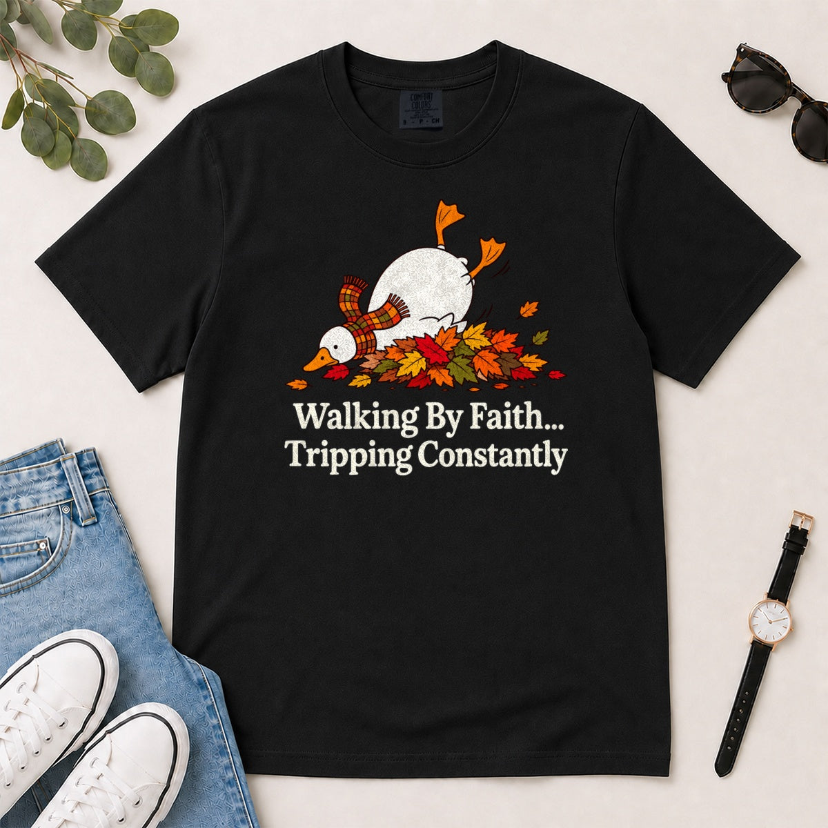 Walking By Faith Tripping Constantly, Gift For Funny Christians - 2D Unisex Garment-dyed T-shirt