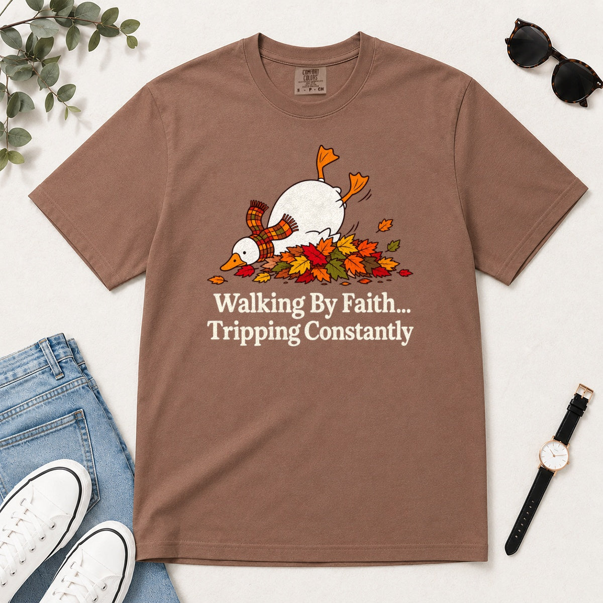 Walking By Faith Tripping Constantly, Gift For Funny Christians - 2D Unisex Garment-dyed T-shirt