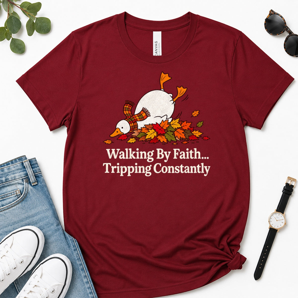 Walking By Faith Tripping Constantly, Gift For Funny Christians - 2D Unisex Premium T-shirt