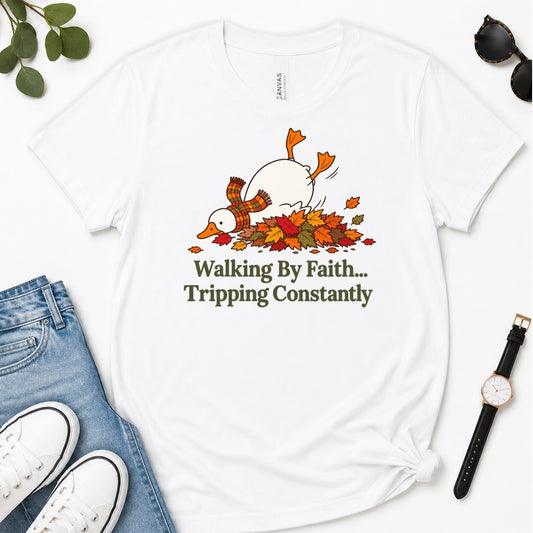 Walking By Faith Tripping Constantly, Gift For Funny Christians - 2D Unisex Premium T-shirt