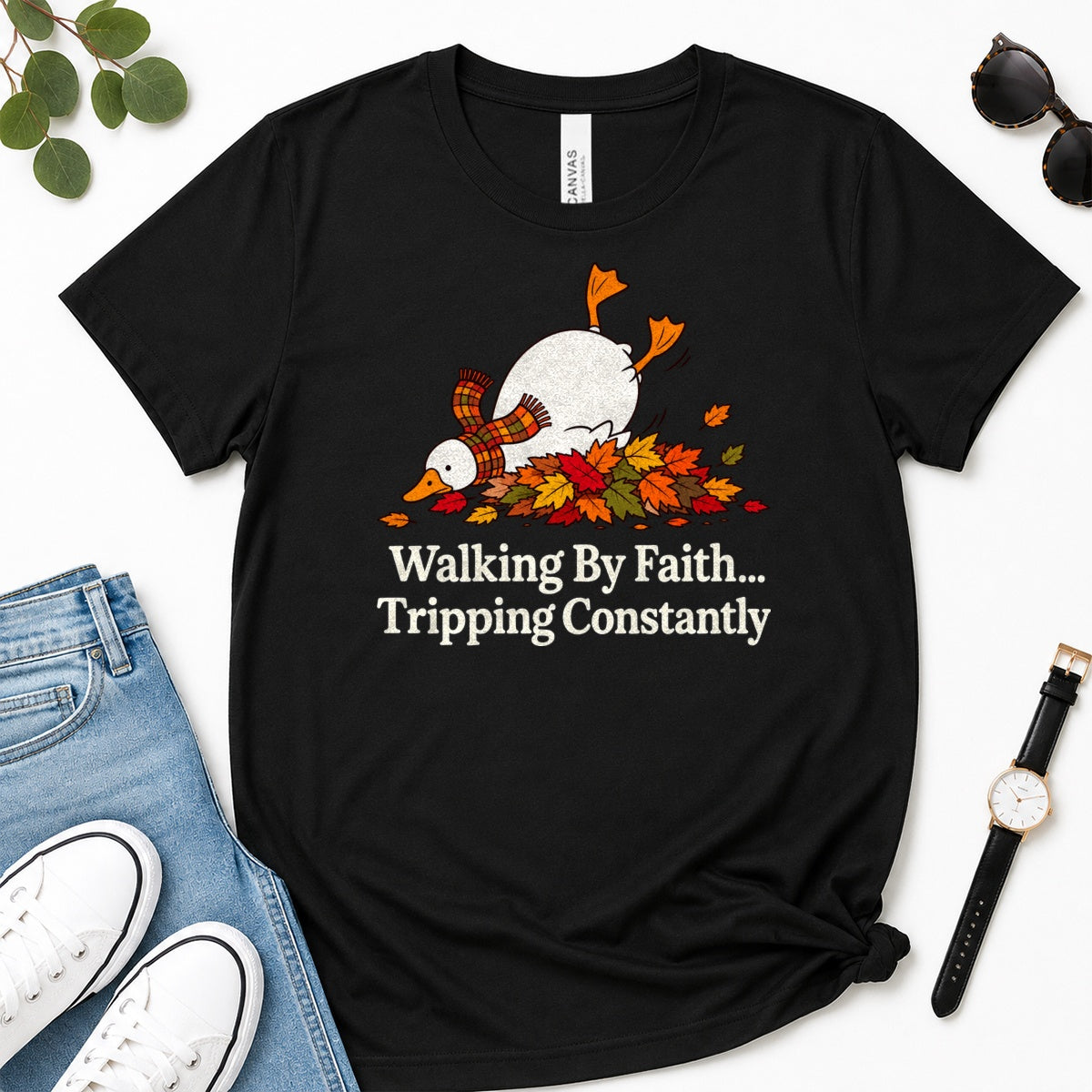 Walking By Faith Tripping Constantly, Gift For Funny Christians - 2D Unisex Premium T-shirt