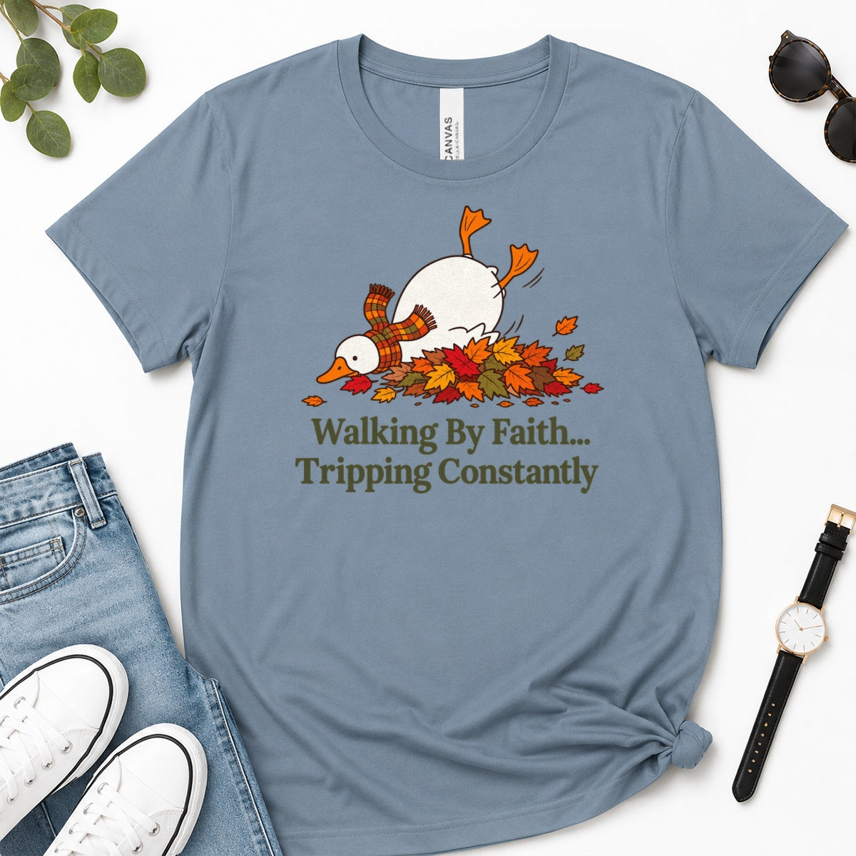 Walking By Faith Tripping Constantly, Gift For Funny Christians - 2D Unisex Premium T-shirt
