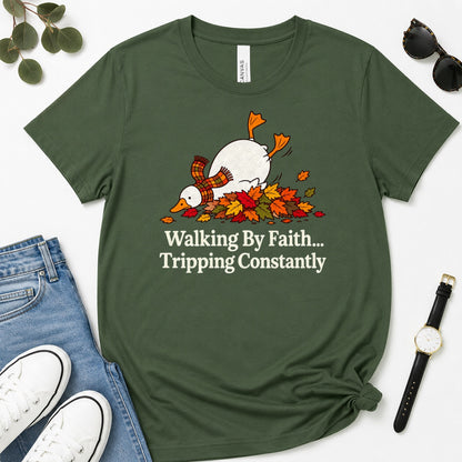 Walking By Faith Tripping Constantly, Gift For Funny Christians - 2D Unisex Premium T-shirt