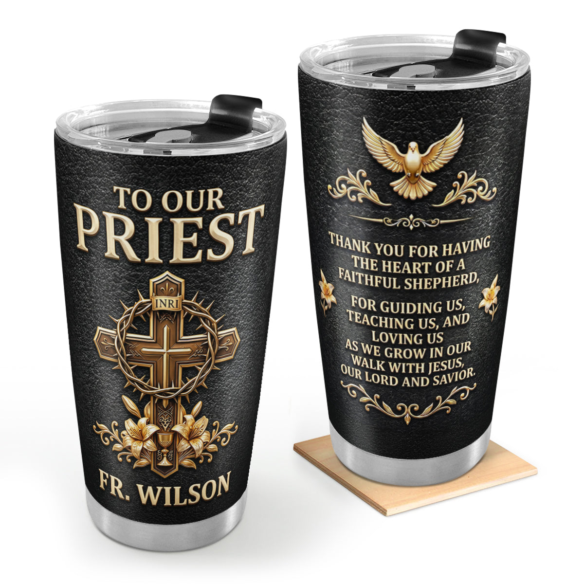 Thank You For Being A Faithful Shepherd, Christian Gift For Priest | Personalized Stainless Steel Tumbler