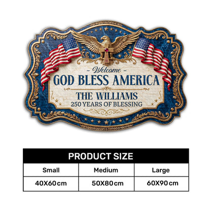 God Bless America - Personalized Custom Shape Doormat