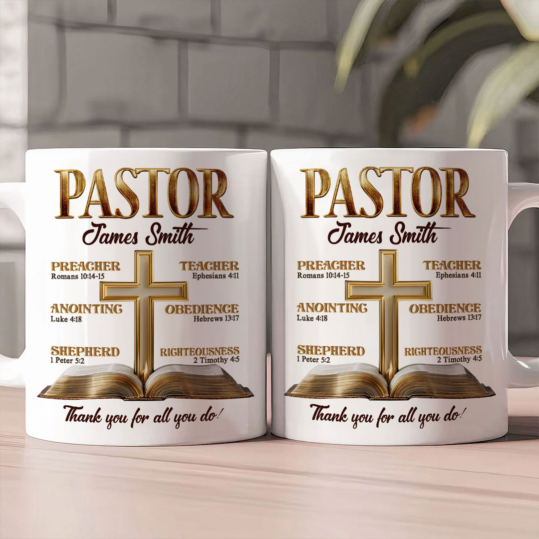 My Preacher, Teacher, & Shepherd, Gift For Pastor | Personalized Ceramic Coffee Mug