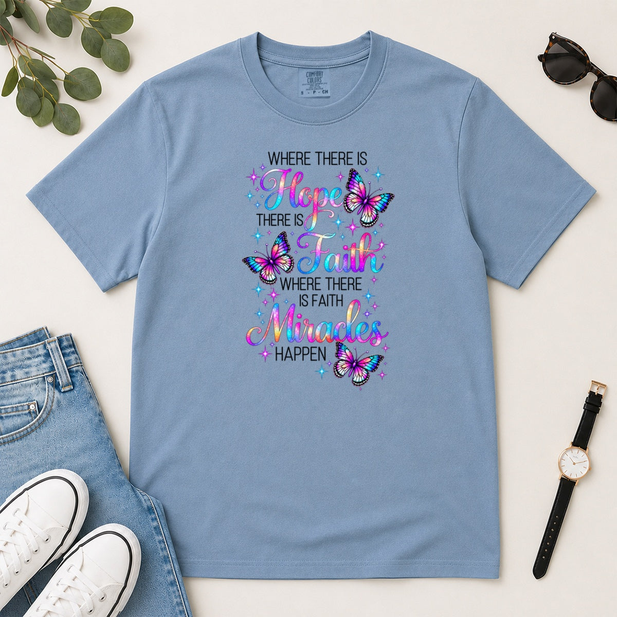 Where There Is Faith Miracles Happen, Gift For Christian Women - 2D Unisex Garment-dyed T-shirt