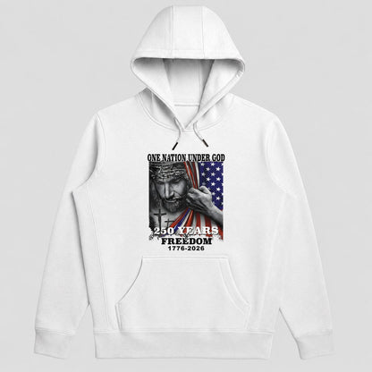 One Nation Under God 250 Years Of Freedom, Patriotic Christian Gift - 2D Unisex Hoodie