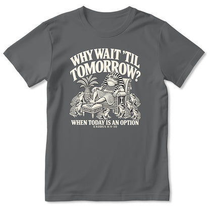 Why Wait Til Tomorrow When Today Is An Option, Exodus 8:9-10, Gift For Christian Bible Humor Lovers - 2D Unisex T-shirt