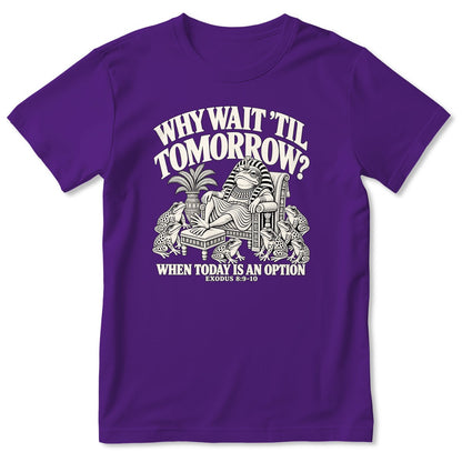Why Wait Til Tomorrow When Today Is An Option, Exodus 8:9-10, Gift For Christian Bible Humor Lovers - 2D Unisex T-shirt
