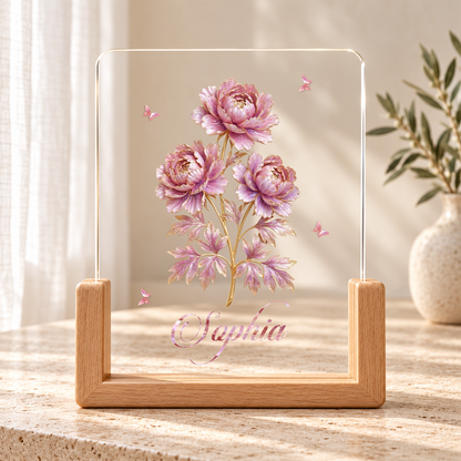Beautiful Birth Month Flowers, Gift For Her | Personalized Night Light