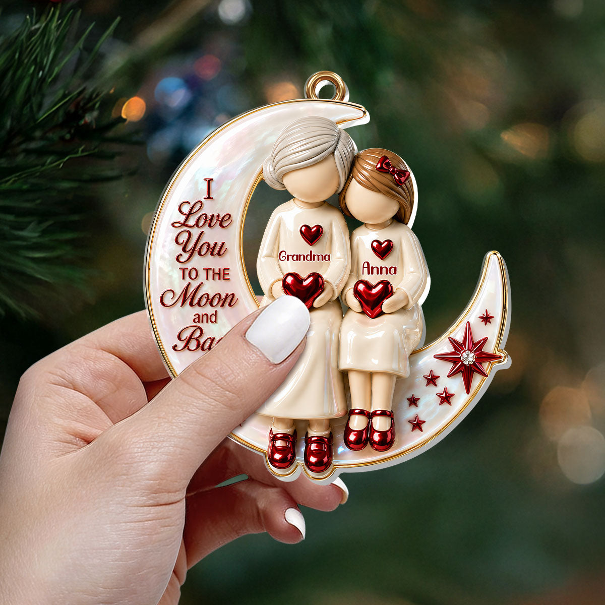 I Love You To The Moon And Back, Gift For Grandma - Personalized 1-Layer Acrylic Ornament