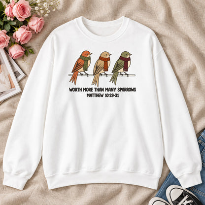 Worth More Than Many Sparrows Gift For Christian Bird Lovers - 2D Unisex Sweatshirt