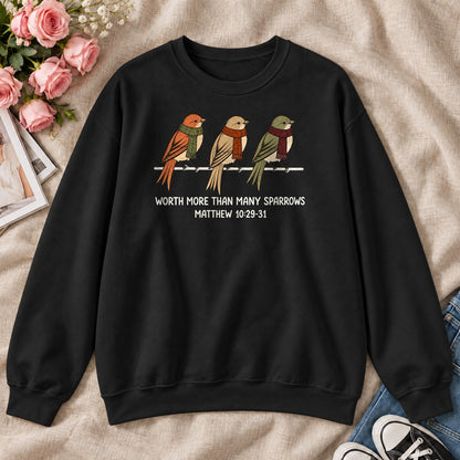 Worth More Than Many Sparrows Gift For Christian Bird Lovers - 2D Unisex Sweatshirt