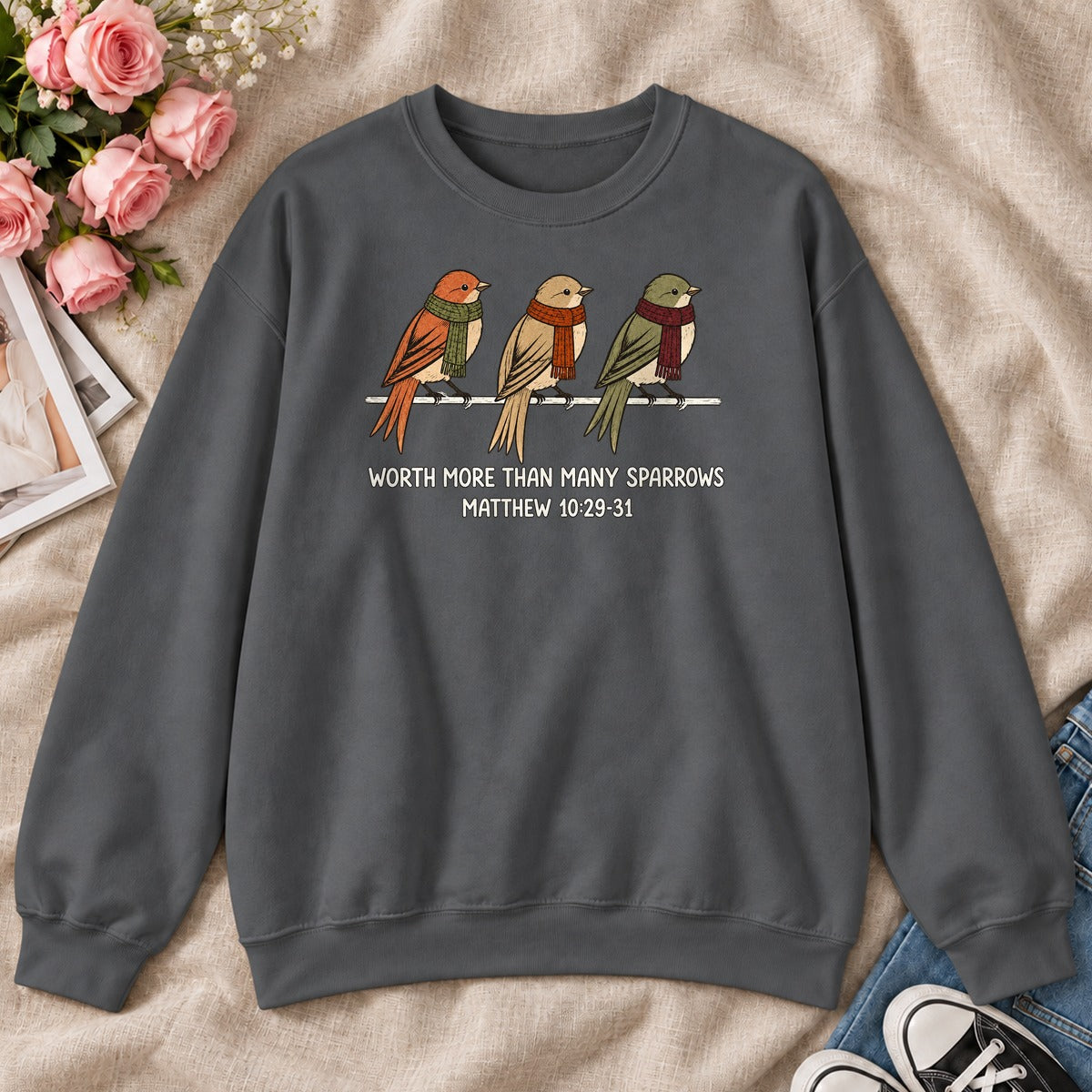 Worth More Than Many Sparrows Gift For Christian Bird Lovers - 2D Unisex Sweatshirt