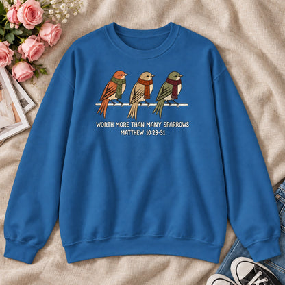 Worth More Than Many Sparrows Gift For Christian Bird Lovers - 2D Unisex Sweatshirt