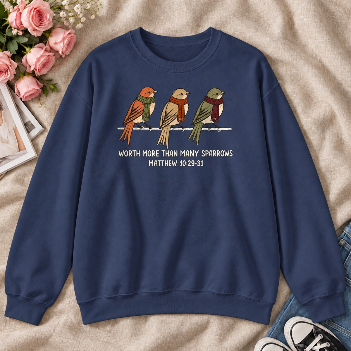 Worth More Than Many Sparrows Gift For Christian Bird Lovers - 2D Unisex Sweatshirt