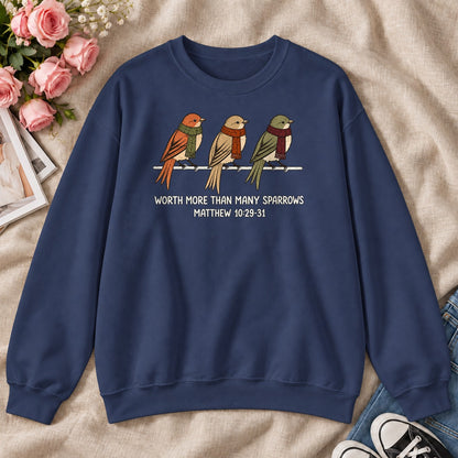 Worth More Than Many Sparrows Gift For Christian Bird Lovers - 2D Unisex Sweatshirt