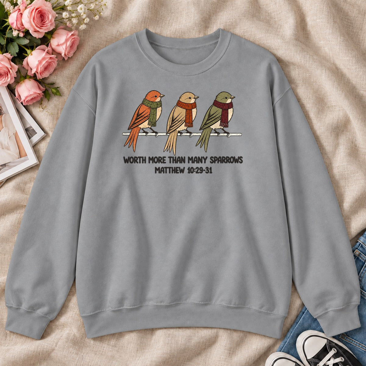 Worth More Than Many Sparrows Gift For Christian Bird Lovers - 2D Unisex Sweatshirt