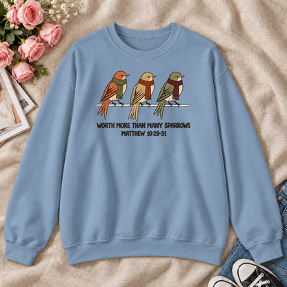 Worth More Than Many Sparrows Gift For Christian Bird Lovers - 2D Unisex Sweatshirt