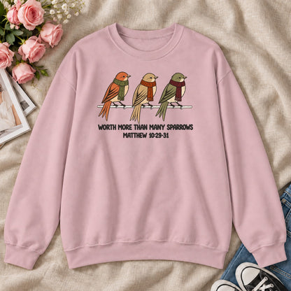 Worth More Than Many Sparrows Gift For Christian Bird Lovers - 2D Unisex Sweatshirt
