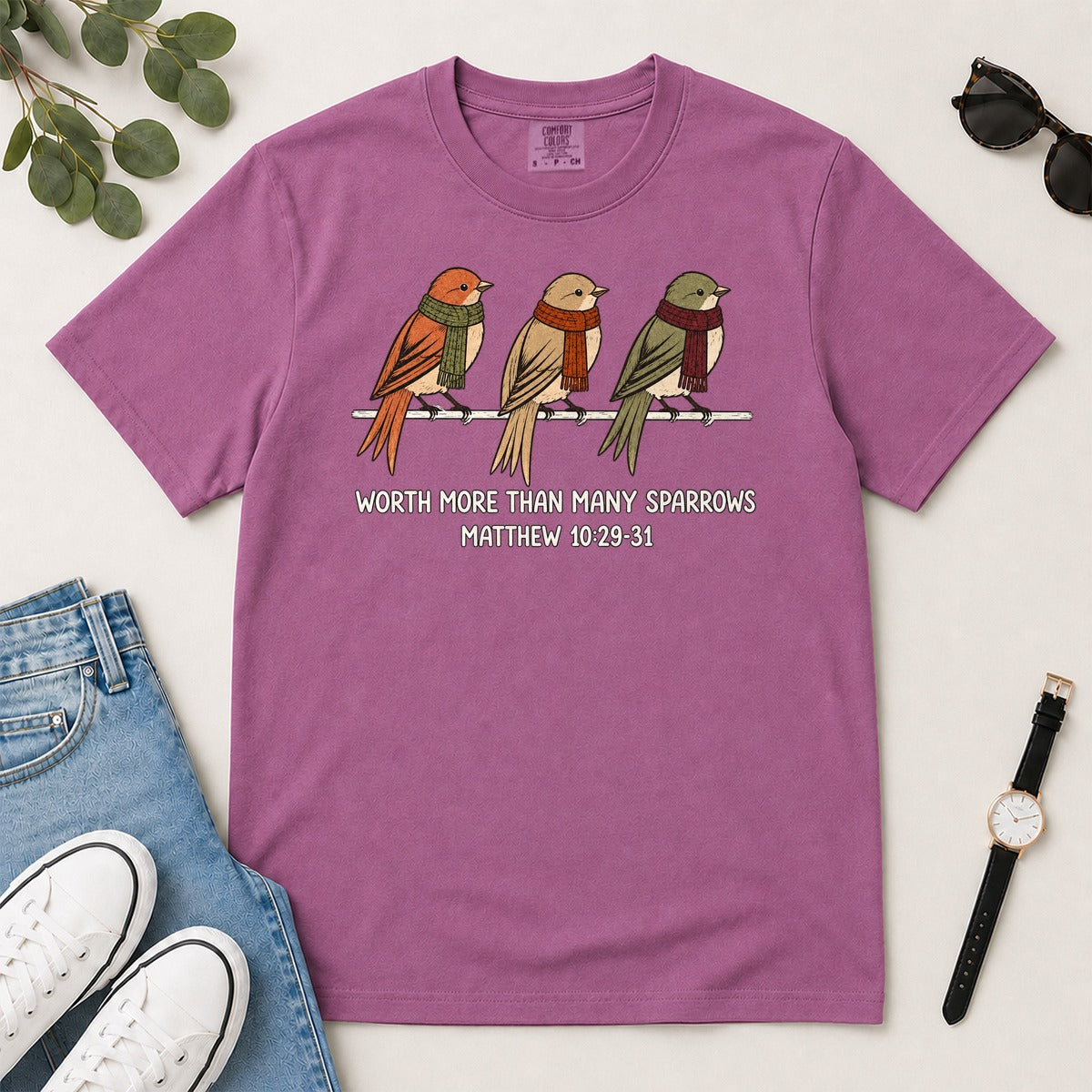 Worth More Than Many Sparrows, Gift For Christian Bird Lovers | 2D Unisex Garment-dyed T-shirt
