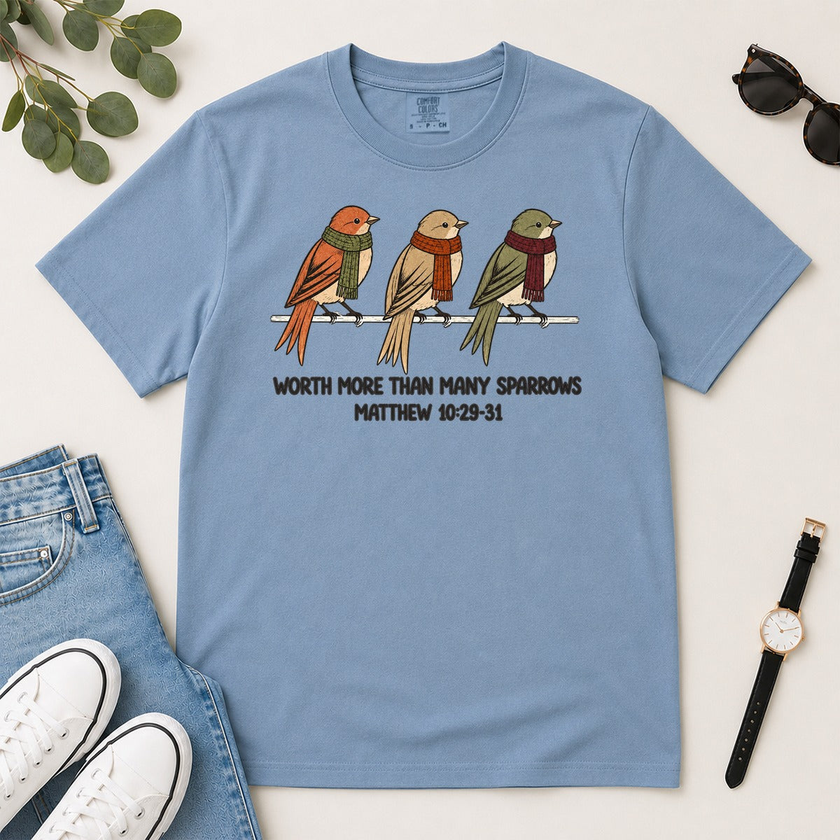 Worth More Than Many Sparrows, Gift For Christian Bird Lovers | 2D Unisex Garment-dyed T-shirt