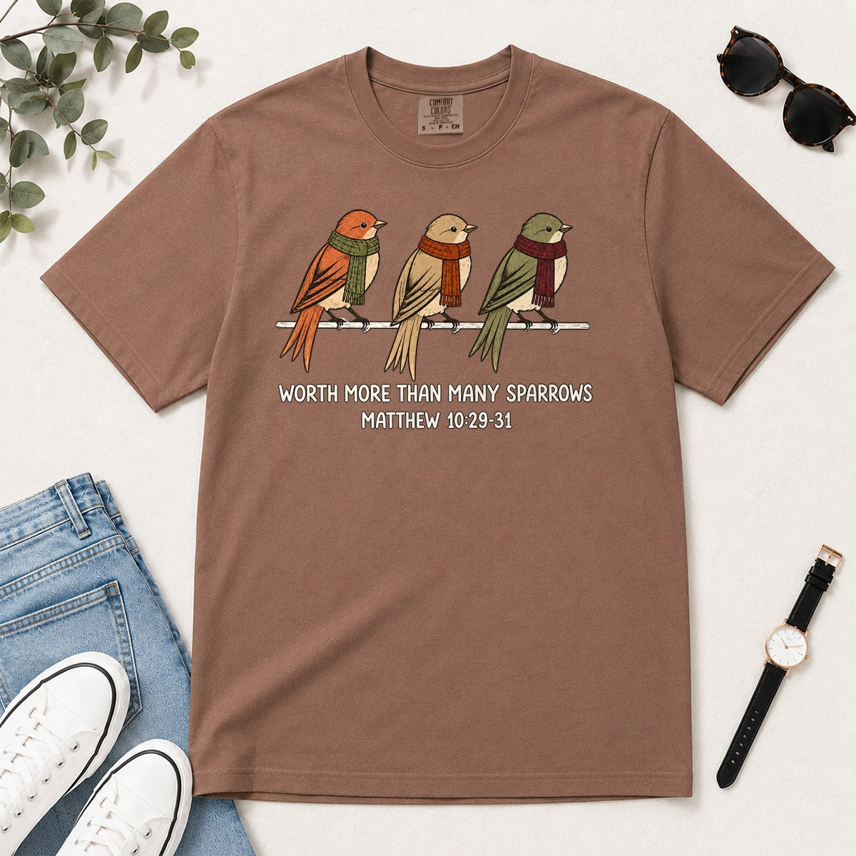 Worth More Than Many Sparrows, Gift For Christian Bird Lovers | 2D Unisex Garment-dyed T-shirt