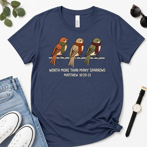 Worth More Than Many Sparrows, Gift For Christian Bird Lovers | 2D Unisex Premium T-shirt