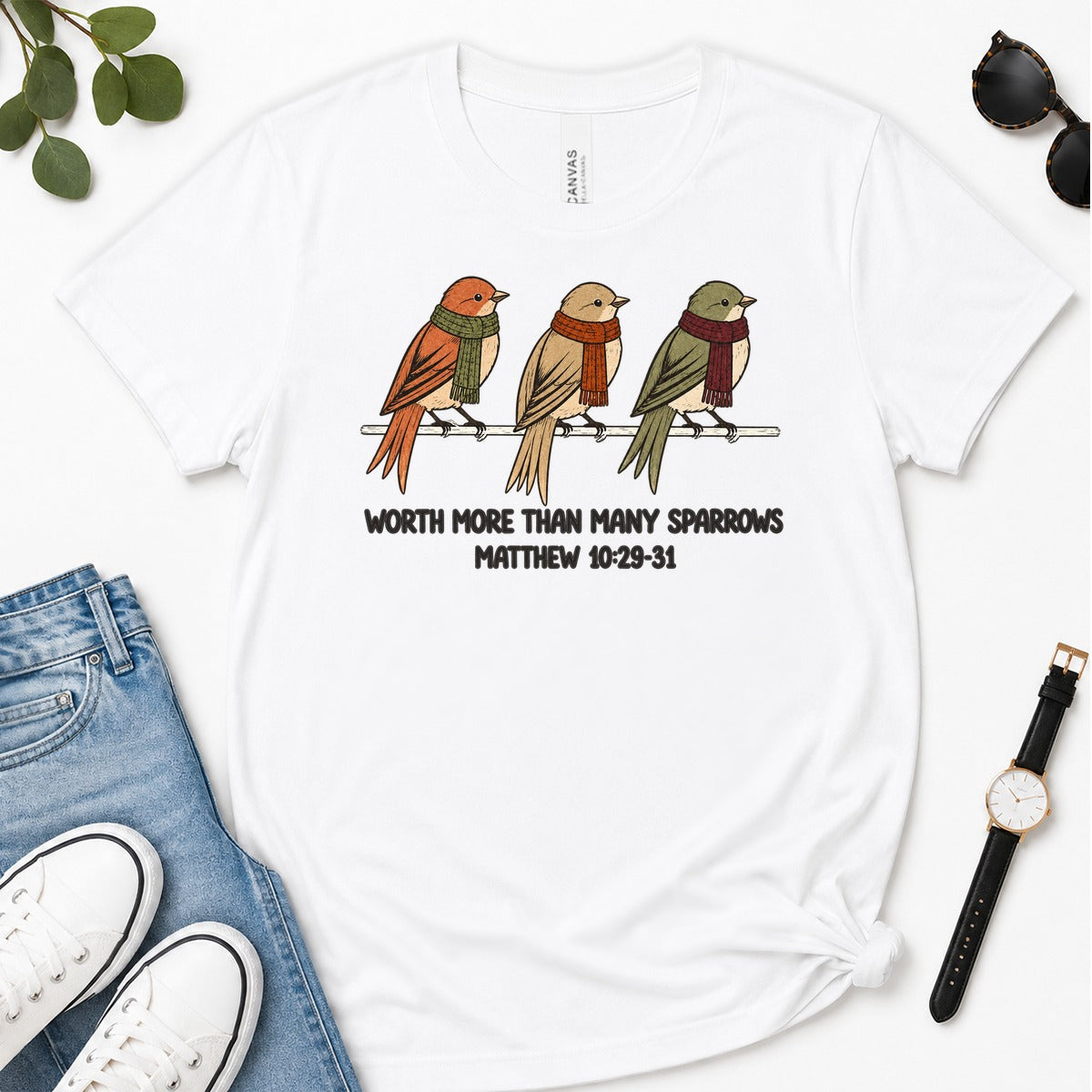 Worth More Than Many Sparrows, Gift For Christian Bird Lovers | 2D Unisex Premium T-shirt