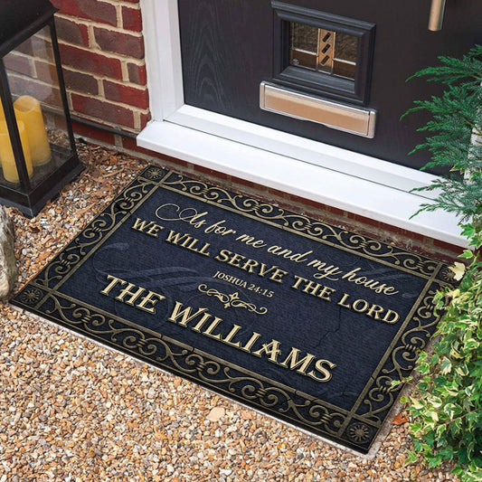As For Me And My House We Will Serve The Lord, Gift For Family | Personalized Doormat