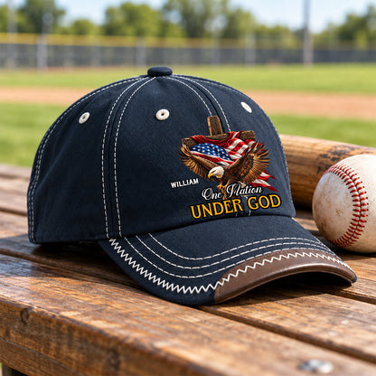 One Nation Under God, Gift For Men | Personalized Vintage Soft Baseball Cap