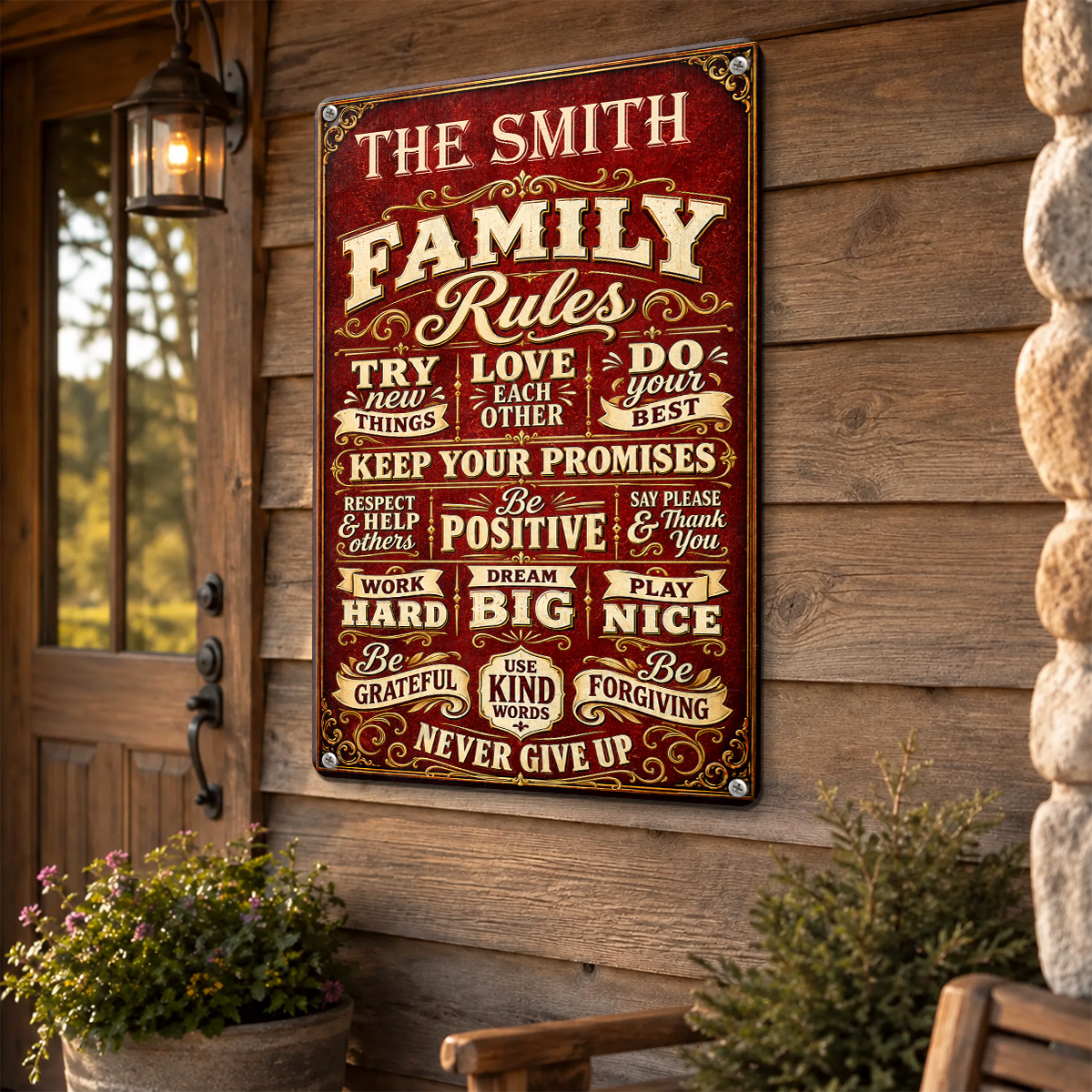 Family Rules, Gift For Family | Personalized Metal Sign
