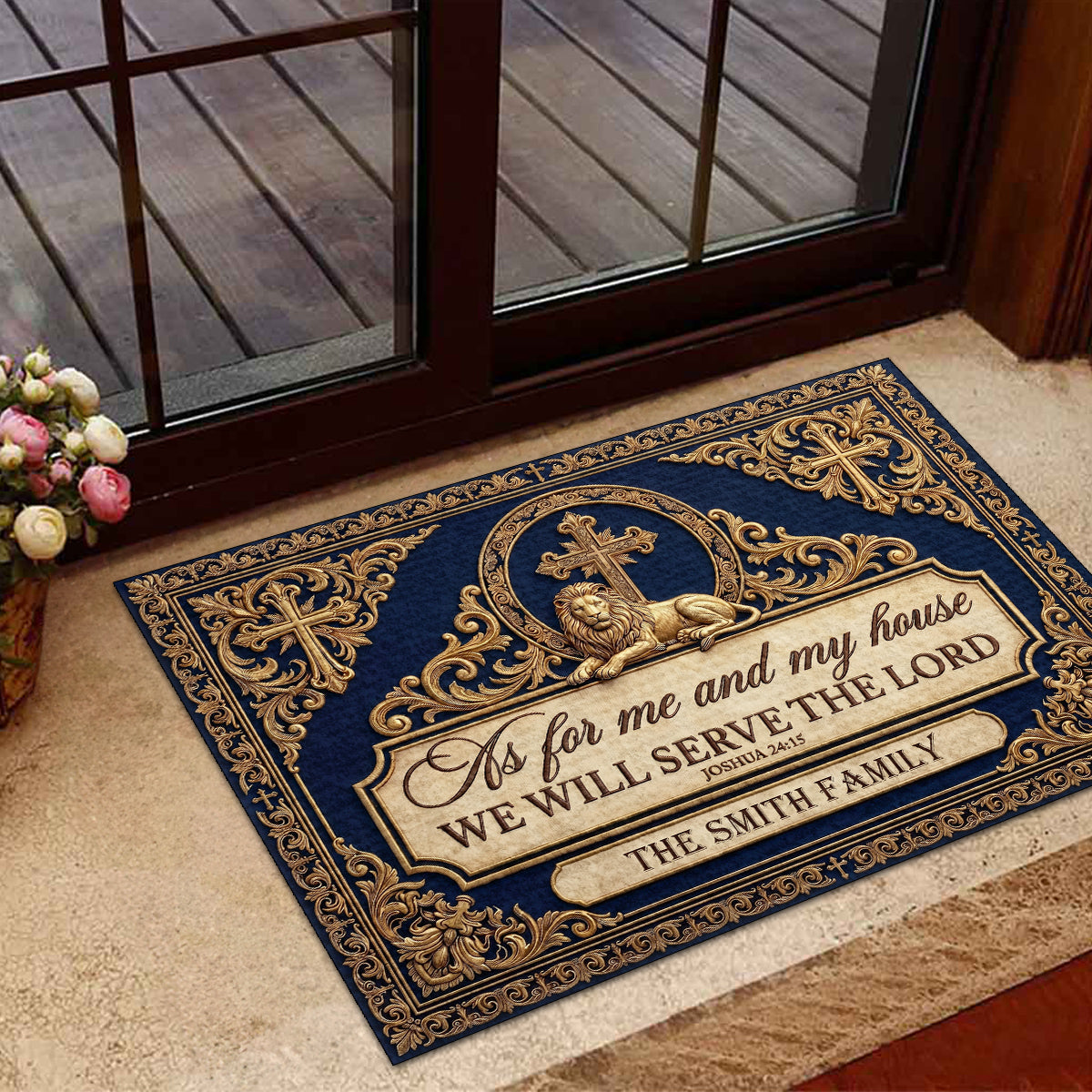 As For Me And My House We Will Serve The Lord, Christian Gift For Family | Personalized Doormat