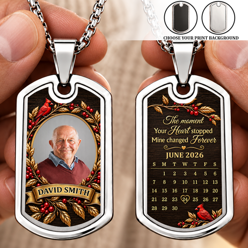 The Moment Your Heart Stopped, Human Memorial Gift | Personalized Dog Tag Necklace