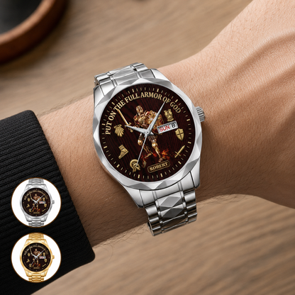 Put On The Full Armor Of God, Gift of Protection | Personalized Men's Wrist Watch