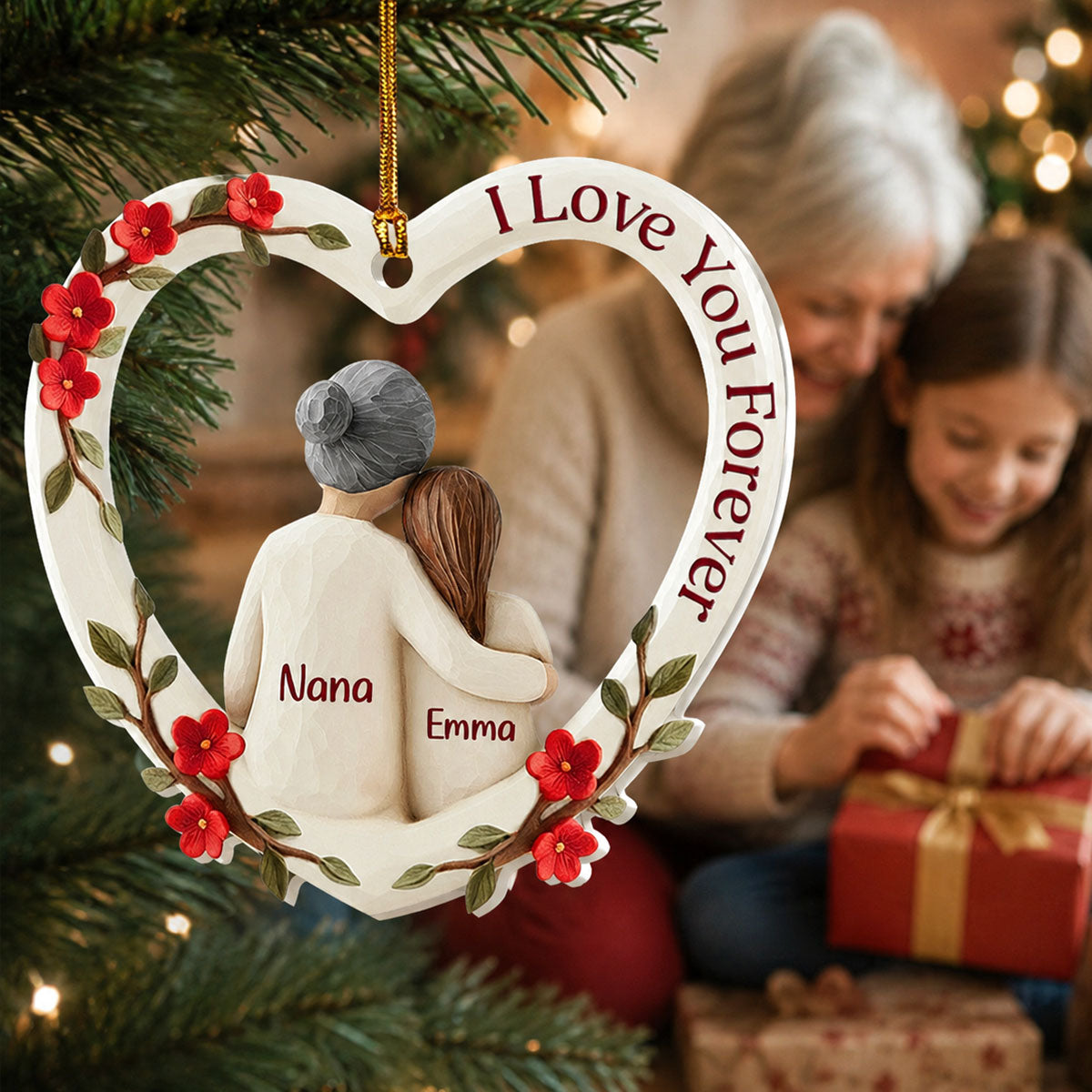 The Love Between Grandma And Grandchild Is Forever, Gift For Grandma - Personalized 1-Layer Acrylic Ornament