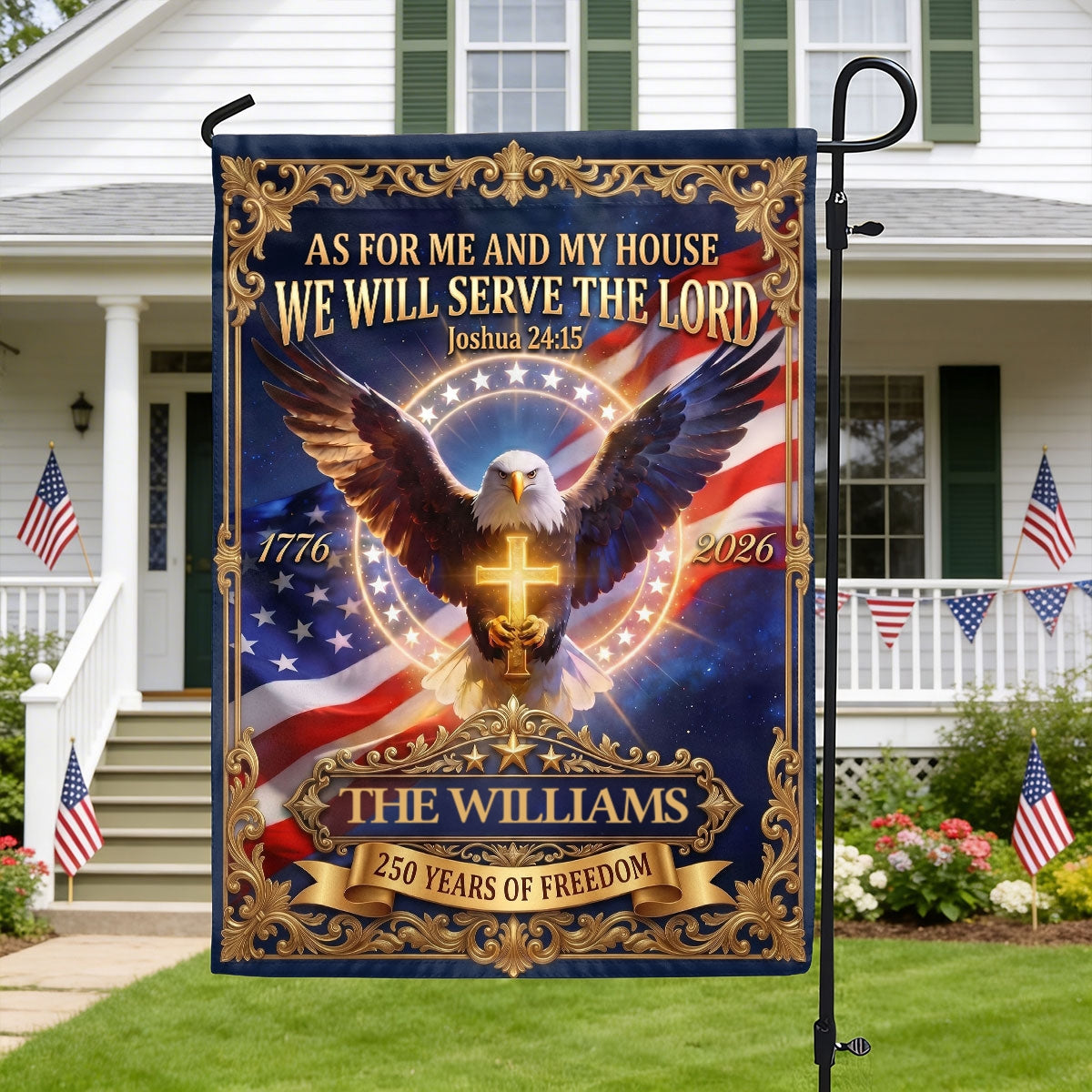 As For Me And My House We Will Serve The Lord - Personalized Garden Flag