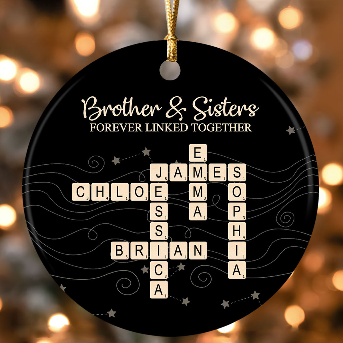 Brothers & Sisters Forever Linked Together, Sibling Gift | Personalized Round Shaped Ceramic Ornament
