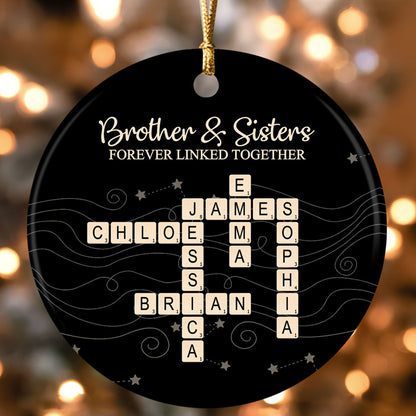 Brothers & Sisters Forever Linked Together, Sibling Gift | Personalized Round Shaped Ceramic Ornament