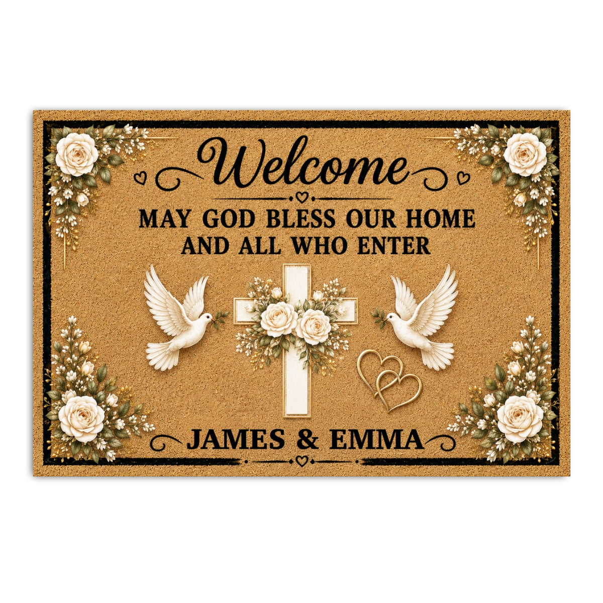 May God Bless Our Home And All Who Enter, Gift of Welcome | Personalized Doormat