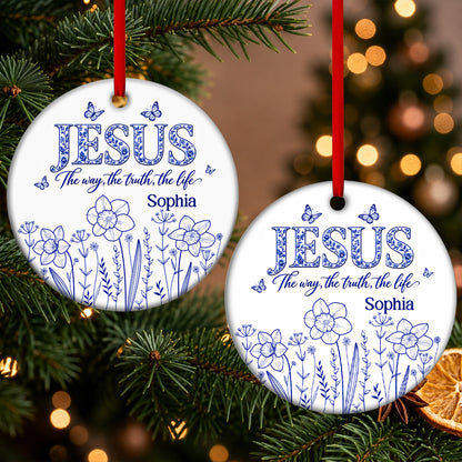 Jesus The Way The Truth The Life, Gift For Loved One | Personalized Round Shaped Ceramic Ornament