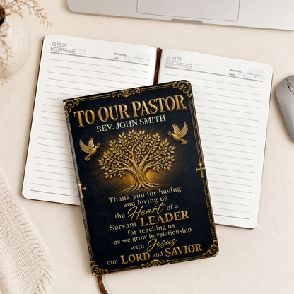 To Our Pastor, Gift For Pastor | Personalized Leather Cover Notebook